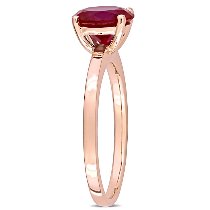 2 3/8 CT TGW Created Ruby Solitaire Ring in 10K Rose Gold