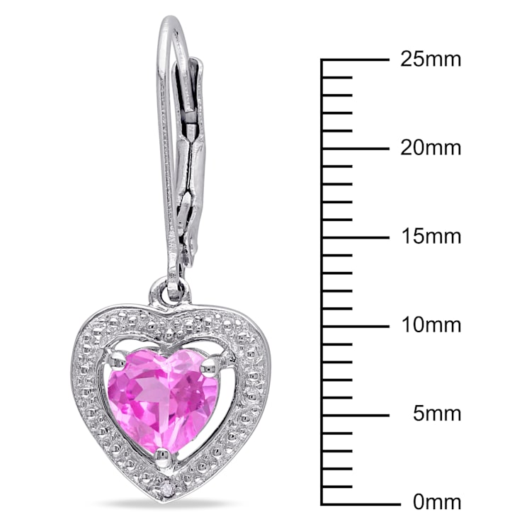 2 CT TGW Created Pink Sapphire and Diamond Accent Earrings in Sterling Silver