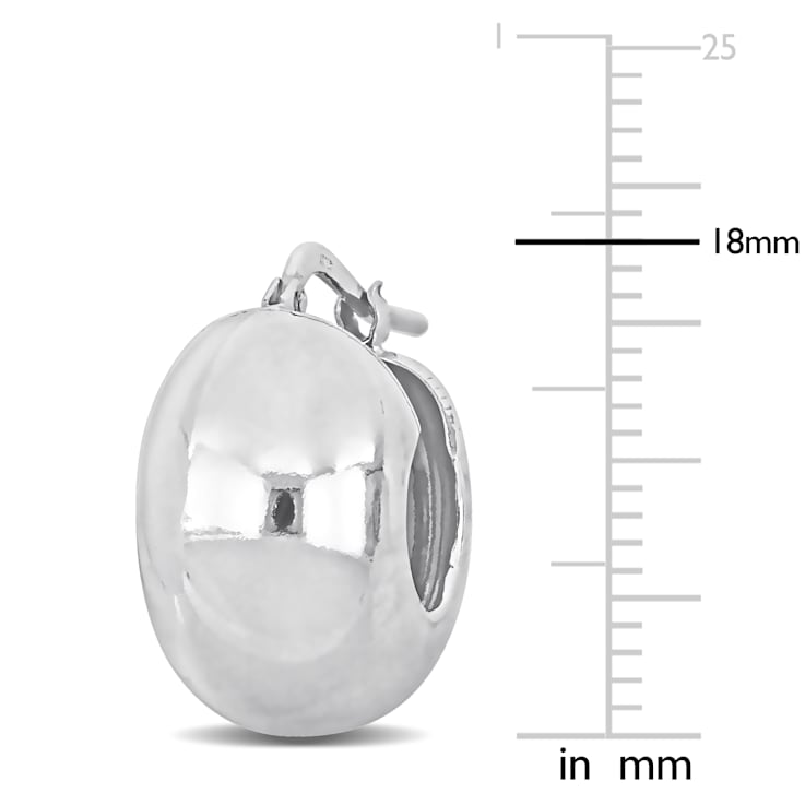 18MM Wide Huggie Polished Earrings in Sterling Silver