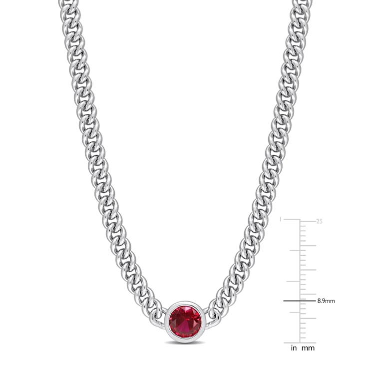 1 5/8 CT TGW Created Ruby Necklace in Sterling Silver