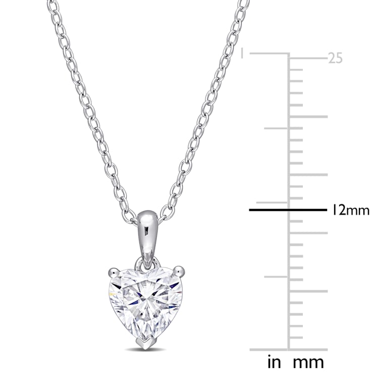 1 CT DEW Created Moissanite Solitaire Pendant With Chain in Sterling Silver