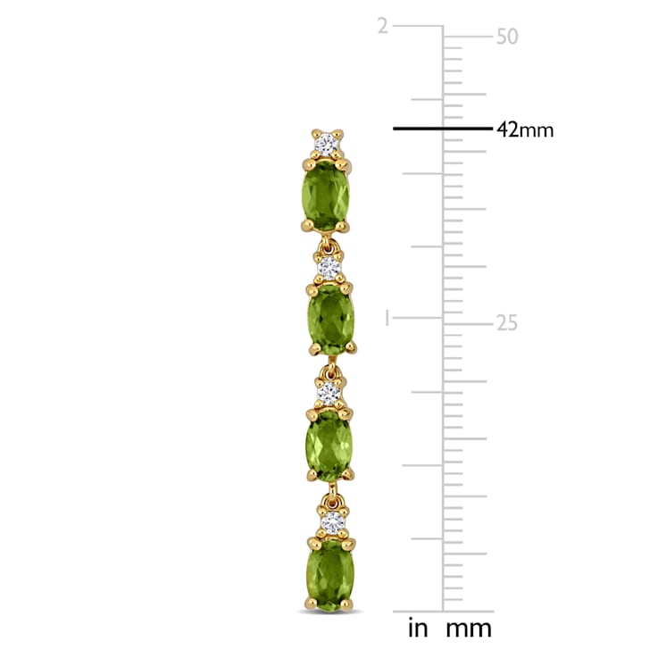 4 1/3 CT TGW Peridot and White Topaz Drop Earrings in Rose Plated
Sterling Silver