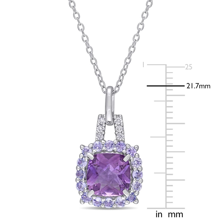 2 1/3 CT TGW Amethyst, Tanzanite and Diamond Accent Pendant with Chain
in Sterling Silver