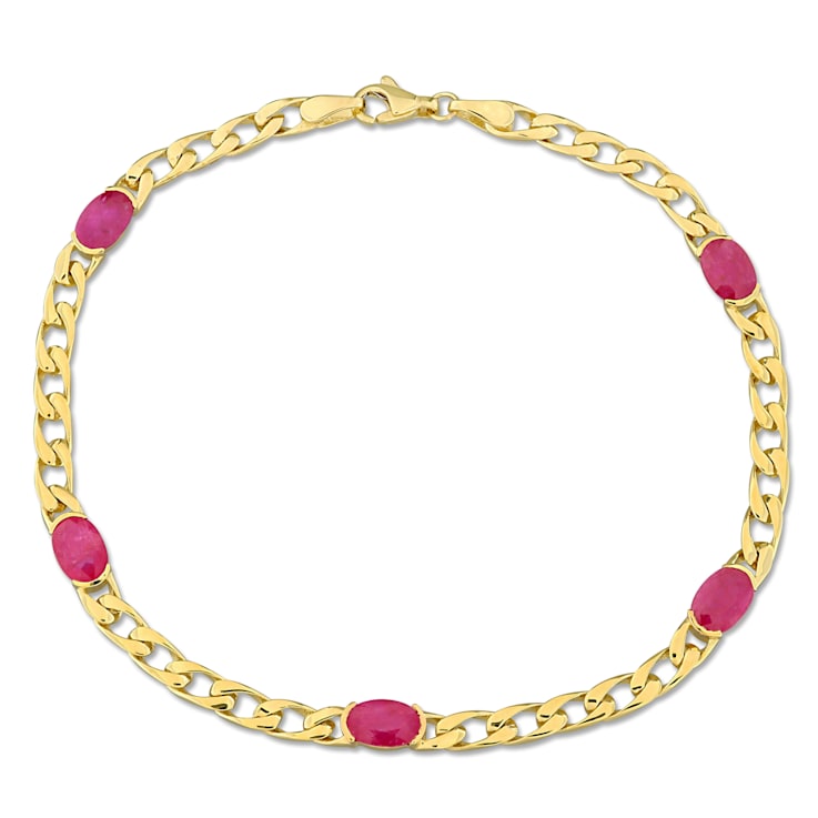 3 CT TGW Ruby Bracelet in 10K Yellow Gold