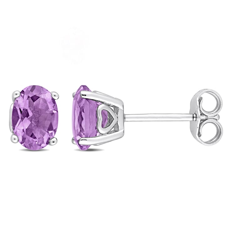 1 3/8 CT TGW Oval Amethyst Stud Earrings in Sterling Silver