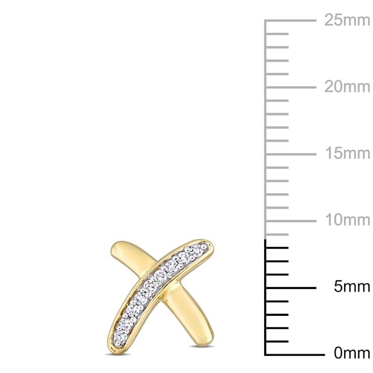 1/10 CT TDW Diamond "X" Stud Earrings in 10k Yellow Gold