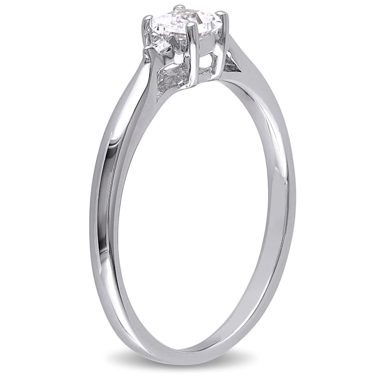 1/3 CT TGW Created White Sapphire and Diamond Accent Ring in Sterling Silver