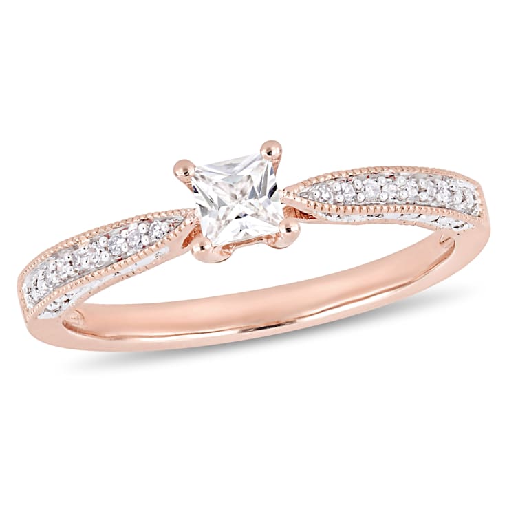 1/3 CT TGW Created White Sapphire & Diamond Accent Ring in 18K Rose
Gold Over Sterling Silver