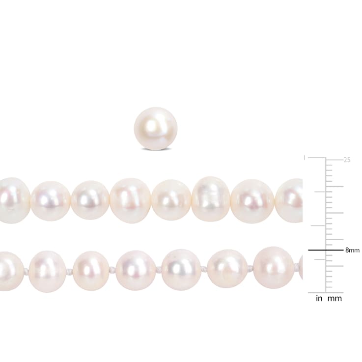 7.5-8MM Freshwater Cultured Pearl Necklace, Earrings & Bracelet Set
in Sterling Silver