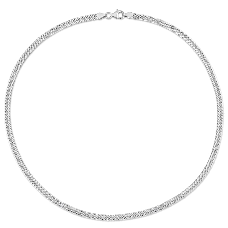 4MM Double Curb Link Chain Necklace in Sterling Silver - 120BSA