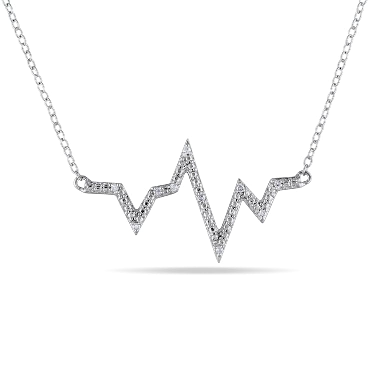 Diamond Heartbeat Necklace in Sterling Silver