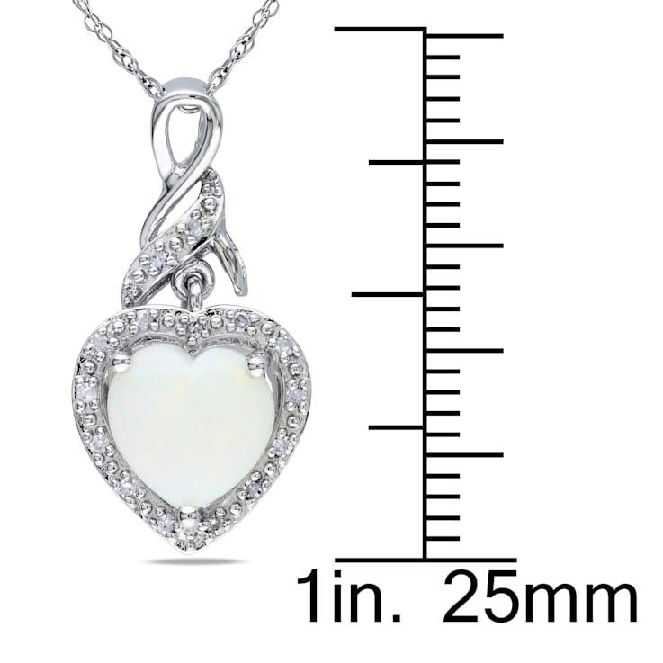 1 1/5 CT TGW Opal and Diamond Accent Heart Twist Pendant with Chain in
Sterling Silver