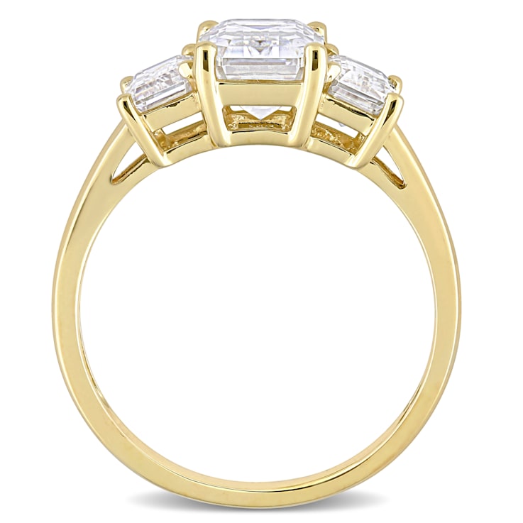2-3/4 CT DEW Created Moissanite 3-Stone Engagement Ring in 10K Gold