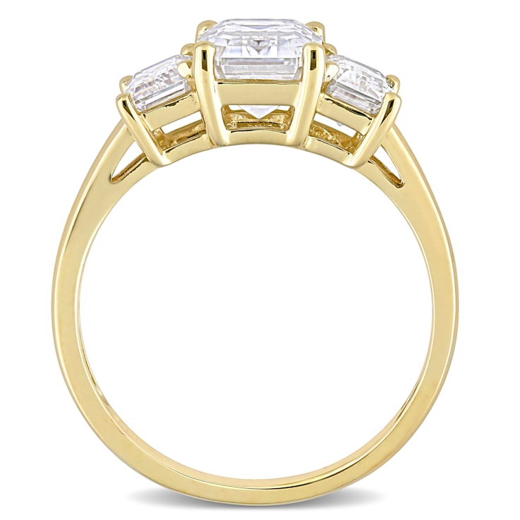 2-3/4 CT DEW Created Moissanite 3-Stone Engagement Ring in 10K Yellow Gold