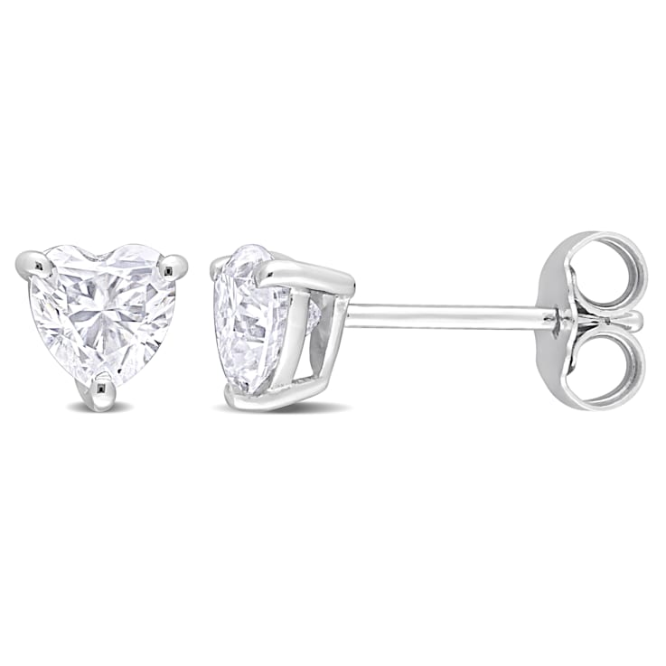 1 CT DEW Created Moissanite Earrings in Sterling Silver