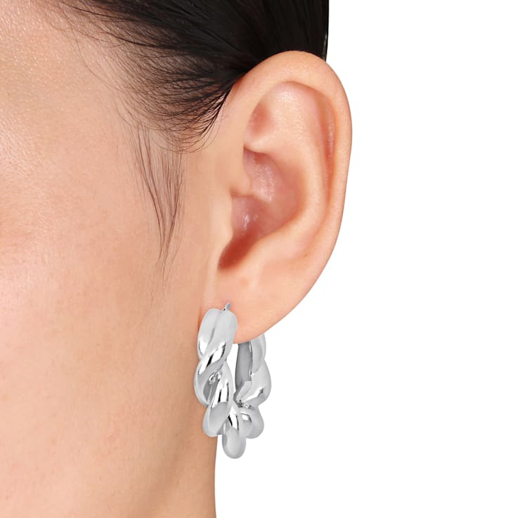 39MM Twisted Hoop Earrings in Sterling Silver
