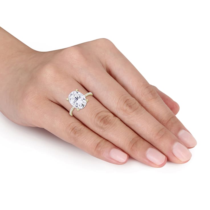 4-7/8 CT DEW Created Moissanite Engagement Ring in 10K Yellow Gold