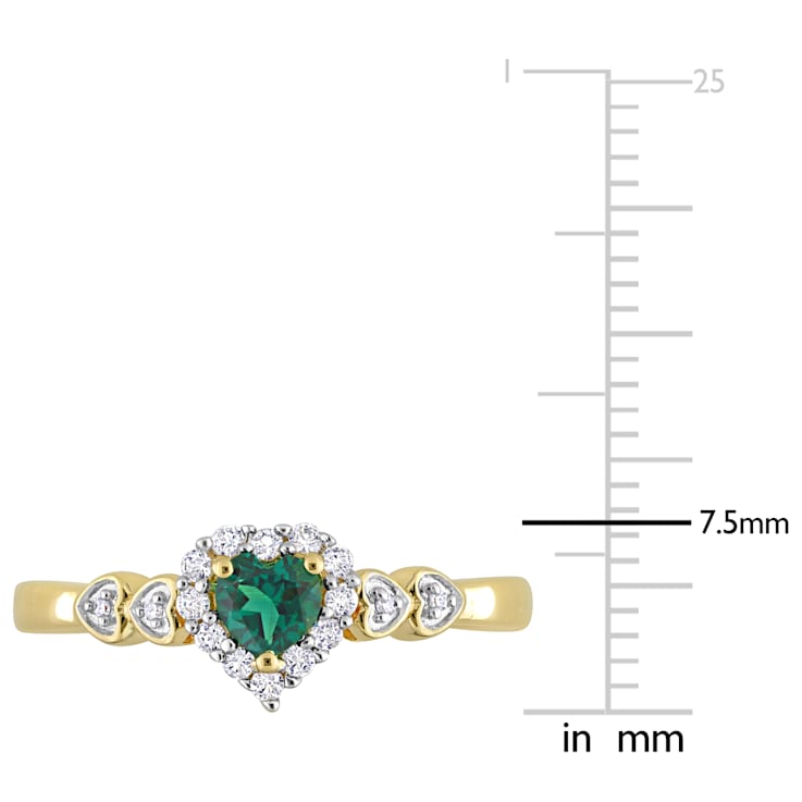 1/3 CTW Created Emerald and Created White Sapphire with Diamond in
Yellow Plated Sterling Silver