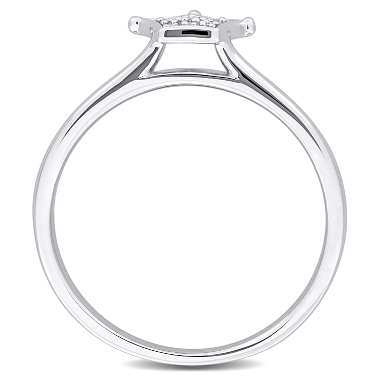 Created White Sapphire Accent Cluster Crown Ring in Sterling Silver