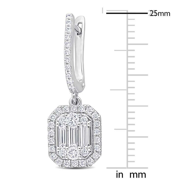 1 1/10 CT TW PDiamond Halo Cuff Earrings in 14K White Gold