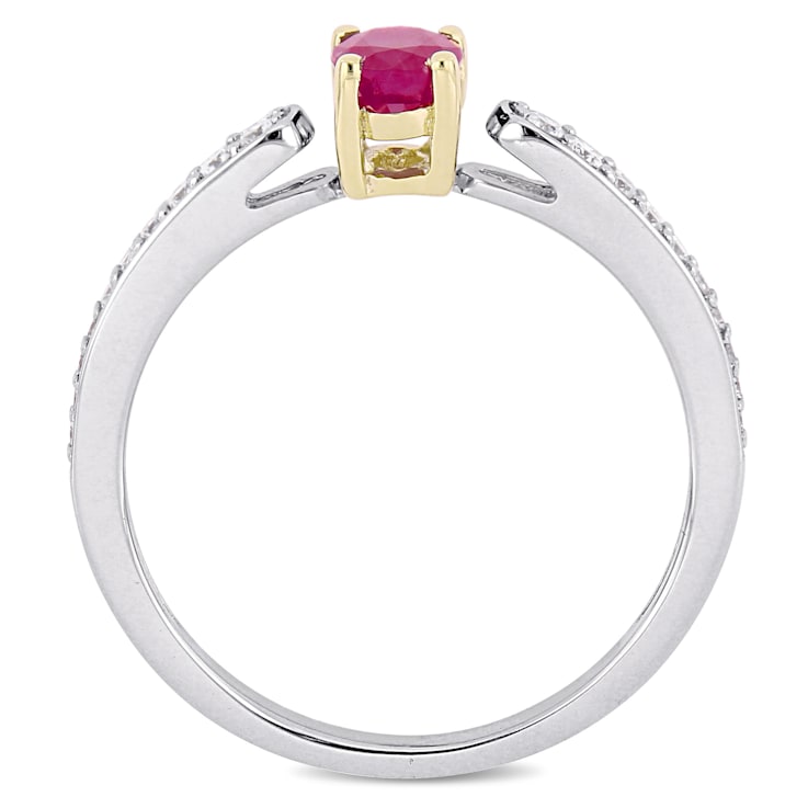 5/8 CT TGW Ruby and 1/6 CT TW Diamond Ring in 10K White Gold