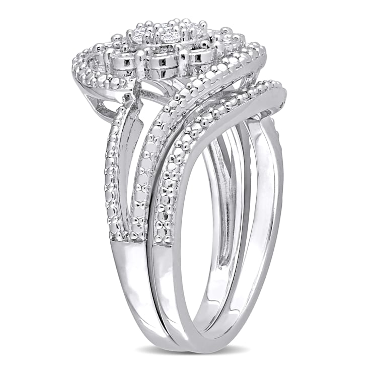 1/4 CT TW Diamond Vintage Bridal Set in Sterling Silver