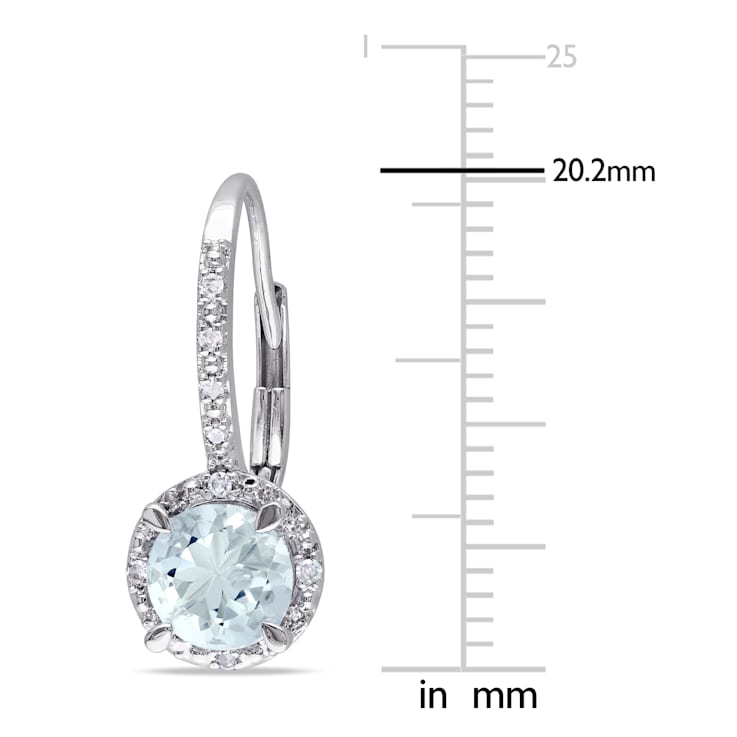 1-1/2ctw Aquamarine and Diamond Accent Halo Earrings in Sterling Silver