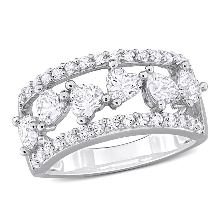 2 1/4 CT TGW Created White Sapphire Open Wide Band Ring in Sterling Silver