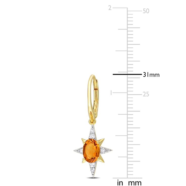 1 3/4 CT TGW Madeira Citrine and White Topaz Drop Earrings in 18K Yellow
Gold Over Sterling Silver