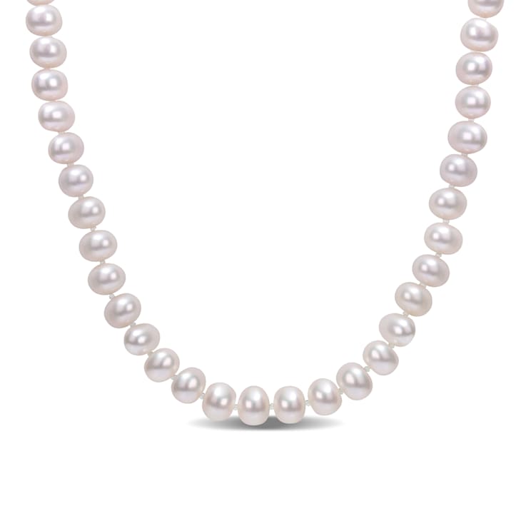 7 - 7.5 MM Freshwater Cultured Pearl 18" Strand with Sterling
Silver Ball Clasp