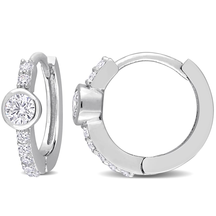1/2 CT TGW Cubic Zirconia Vintage Hoop Earrings in Sterling Silver