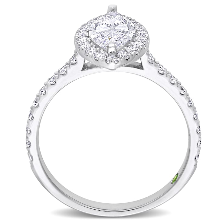 1 CT TGW Lab Grown Diamond with Tsavorite Accent Halo Engagement Ring in
14K White Gold