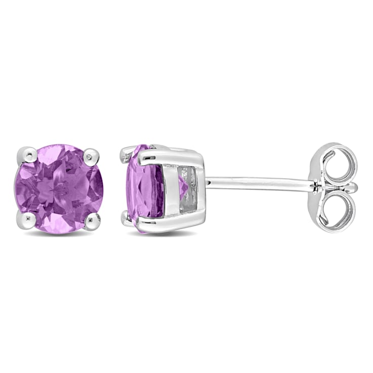 1 1/3 CT TGW Amethyst Stud Earrings in Sterling Silver