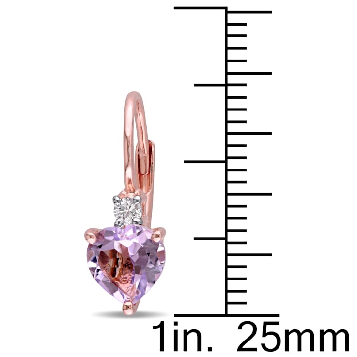2-1/0ctw Rose de France and Created White Sapphire Earrings in Rose
Plated Steling Silver