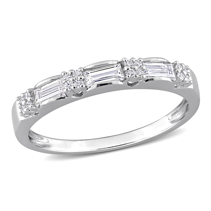 2/5 CT DEW Created Moissanite Anniversary Ring in Sterling Silver