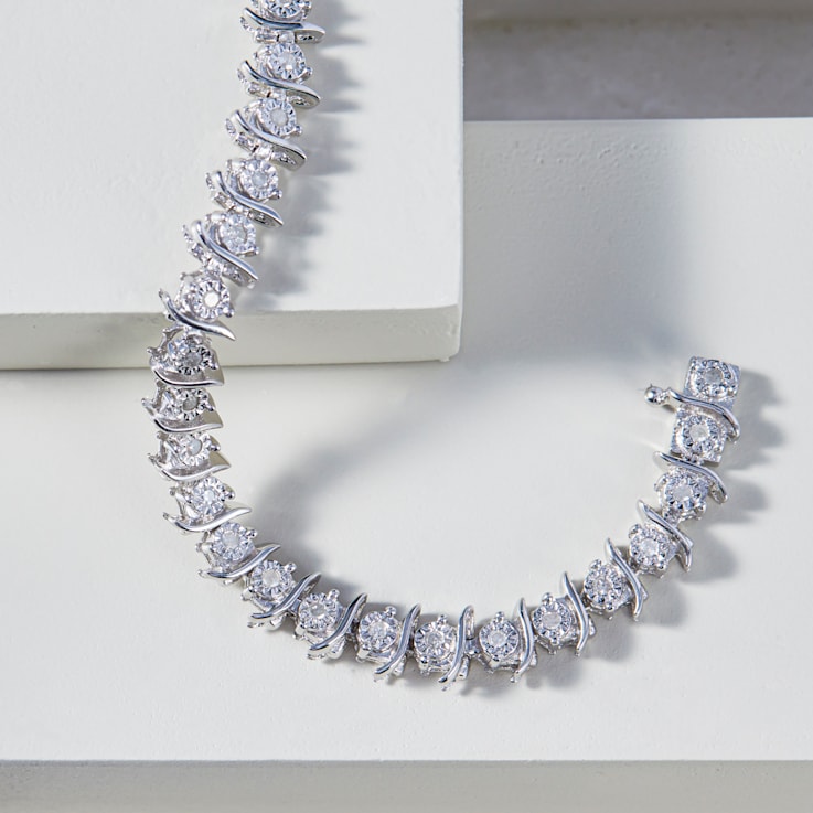 1/2 CT TW Diamond Tennis Bracelet in Sterling Silver