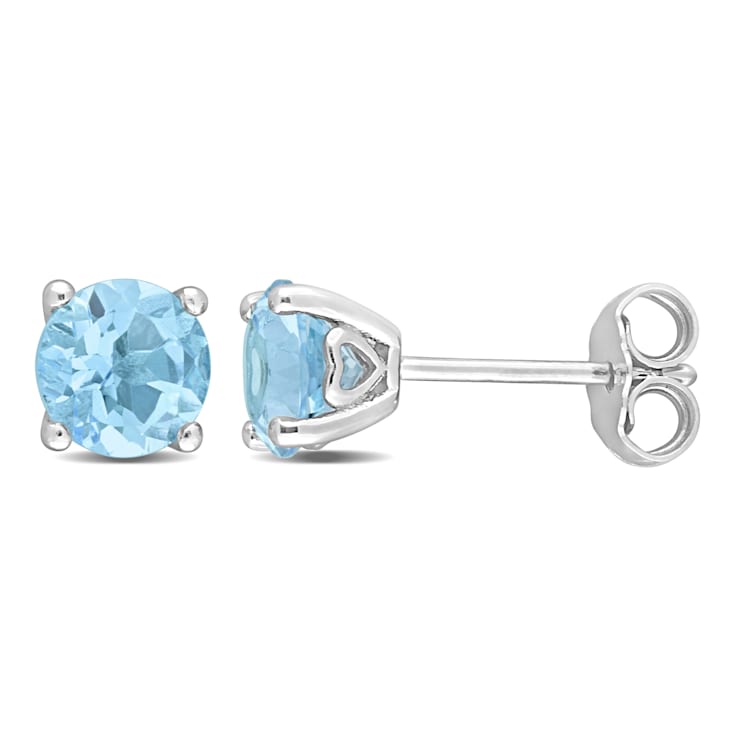 2 CT TGW Sky Blue Topaz Stud Earrings in Sterling Silver