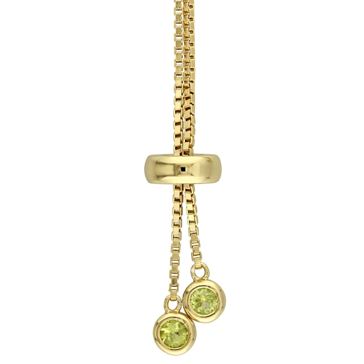 3 1 4ctw Peridot Tassel Bolo Bracelet in 18K Yellow Gold Over