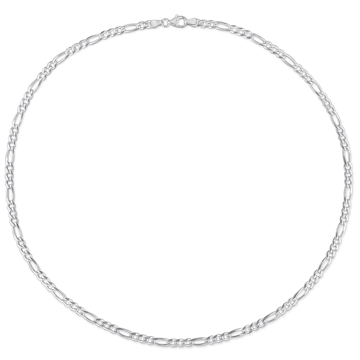 3.8MM Figaro Chain Necklace in Sterling Silver