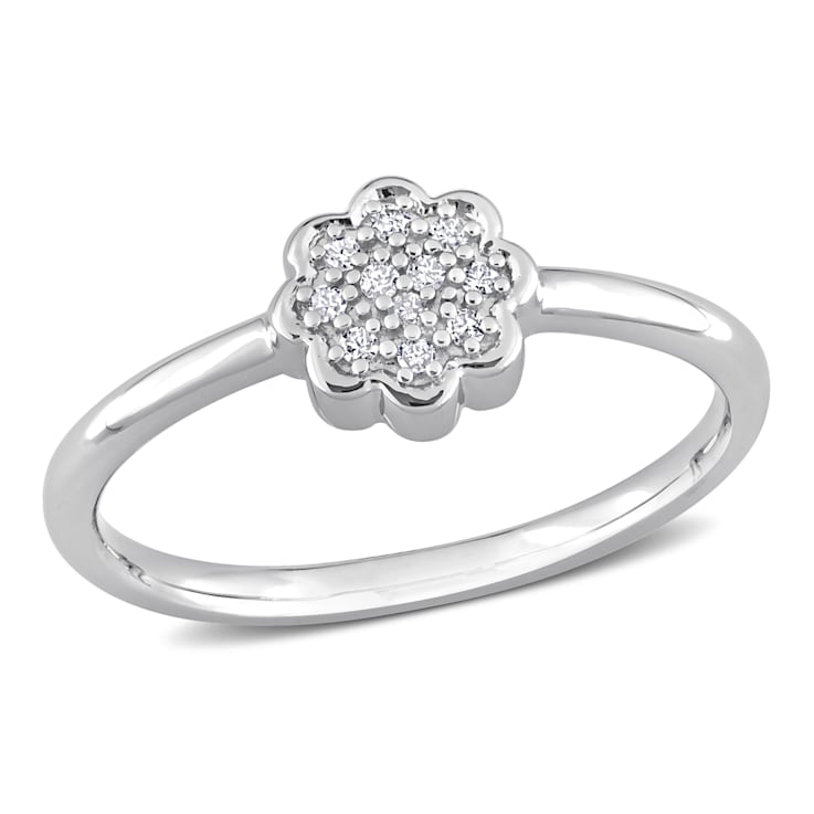 0.06 CT TW Diamond Floral Band in Sterling Silver