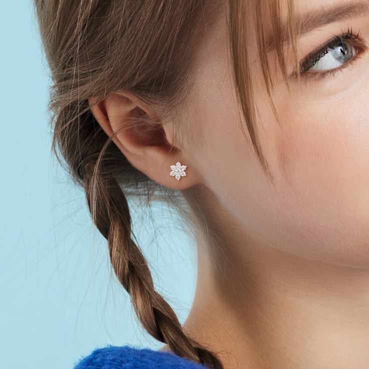 1/2 CT DEW Created Moissanite Stud Earrings in Sterling Silver