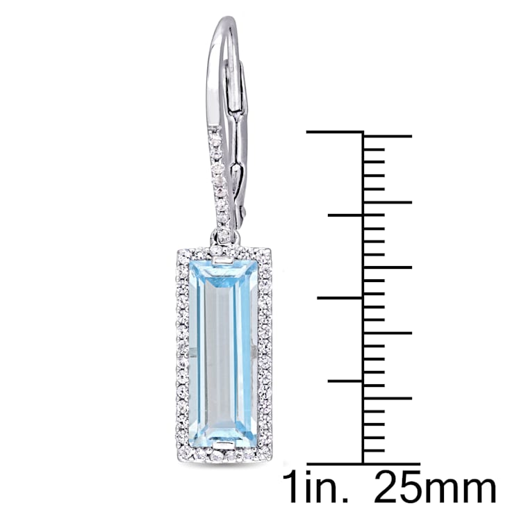 6-1/2ctw Sky Blue Topaz and White Sapphire Drop Earrings in Sterling Silver
