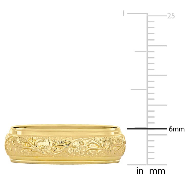 Ladies 6mm Antique Filigree Wedding Band in 14K Yellow Gold