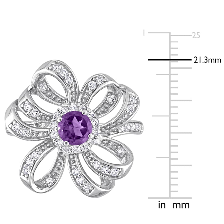7/8 CT TGW African-Amethyst and Topaz Flower Cocktail Ring in Sterling Silver