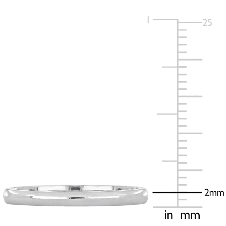 Ladies 2mm Comfort Fit Wedding Band in 14K White Gold