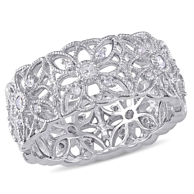 1/3 CT TW Diamond Vintage Filigree Ring in Sterling Silver