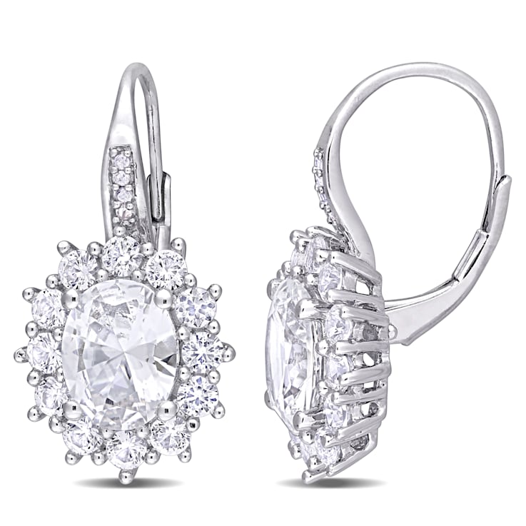 8.00ctw Created White Sapphire and Diamond Accent Floral Halo Earrings
in Sterling Silver