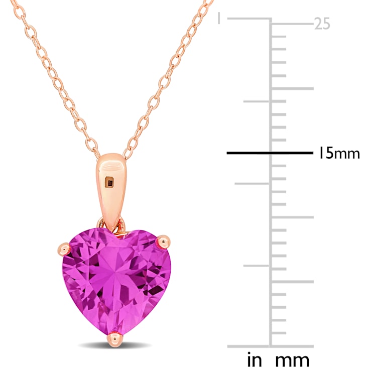 2 1/4 CT TGW Created Pink Sapphire Solitaire Pendant with Chain in Rose
Plated Sterling Silver