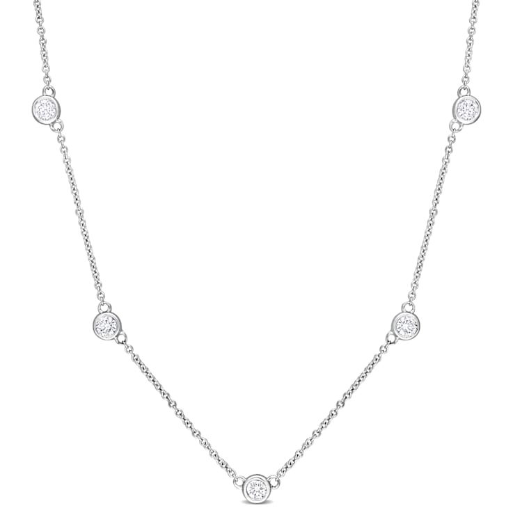1 CT TW Diamond Station Necklace in Platinum
