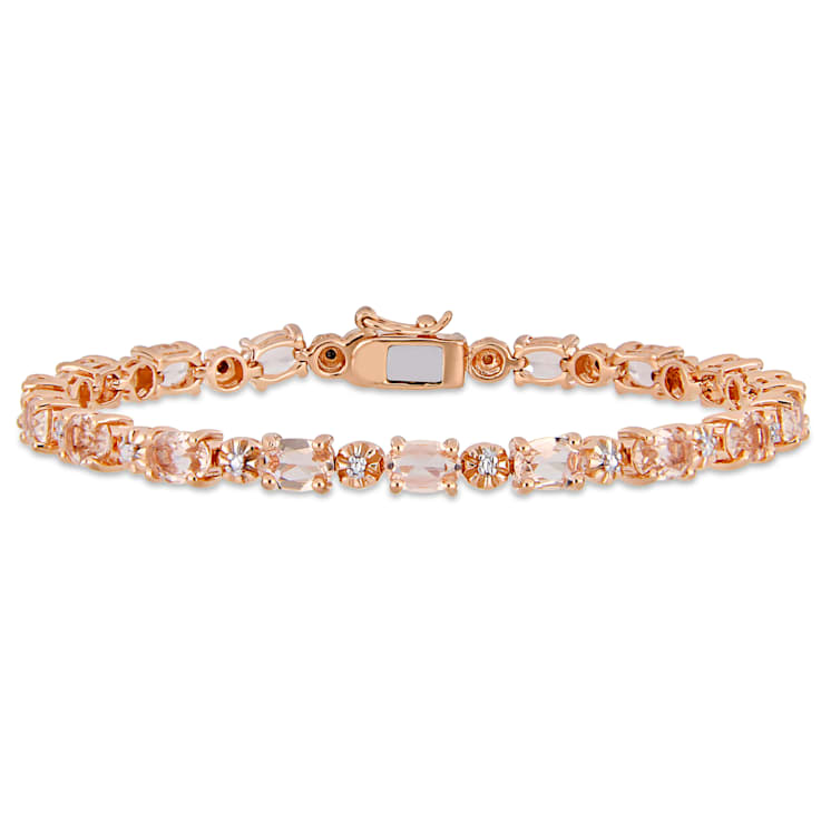 9 CT TGW Simulated Morganite and Diamond Accent Tennis Bracelet in Rose
Rhodium Over Sterling Silver